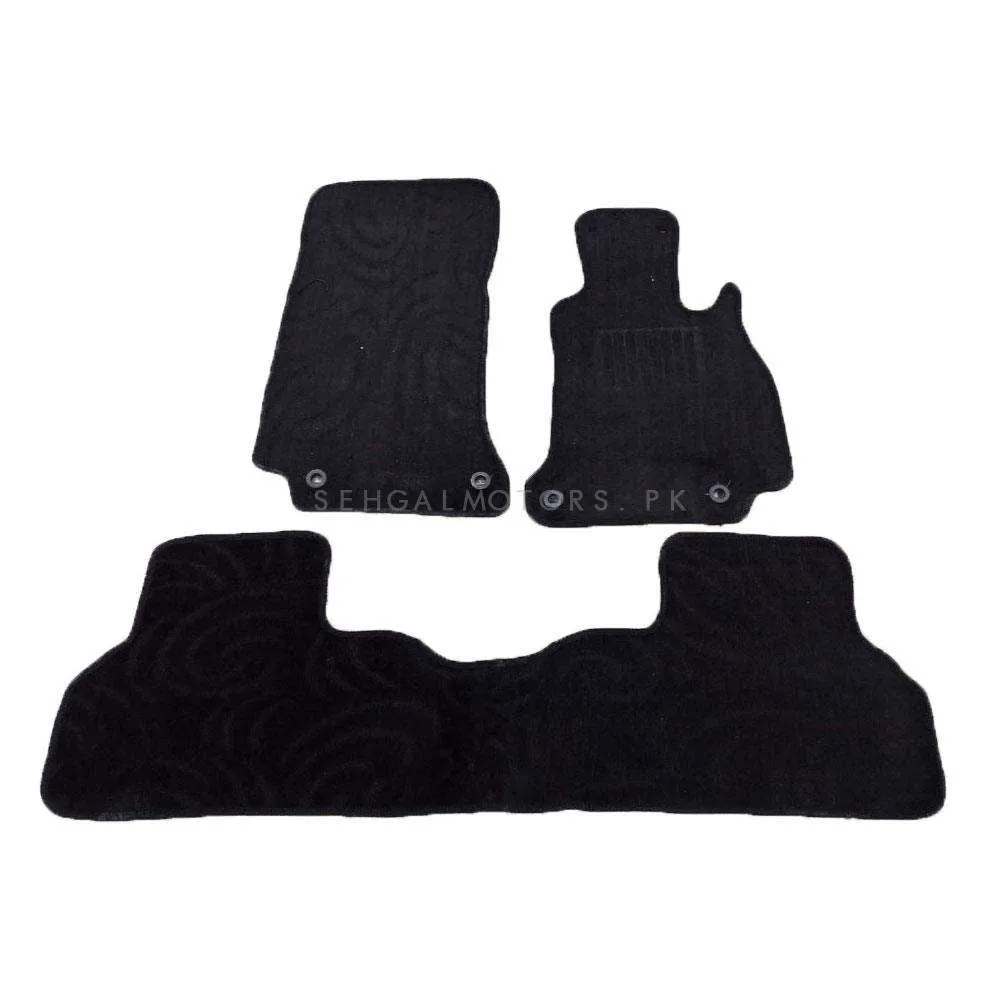 Mercedes benz E Class Custom fit Carpet Floor Mat Black 3 Pcs Mix Design - Model 2016-2018