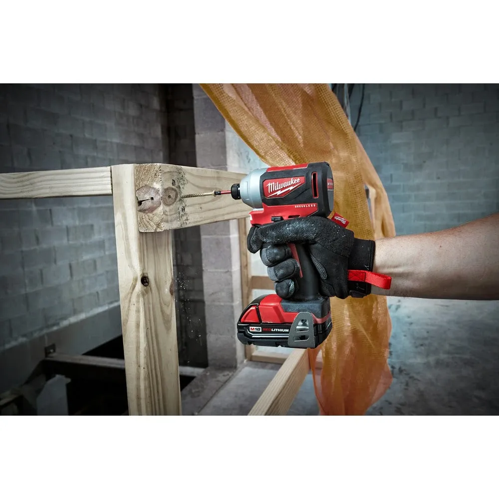 Milwaukee 2850-22CT M18 Compact Brushless 1/4" Hex Impact Driver Kit