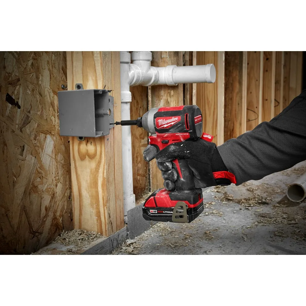 Milwaukee 2850-22CT M18 Compact Brushless 1/4" Hex Impact Driver Kit