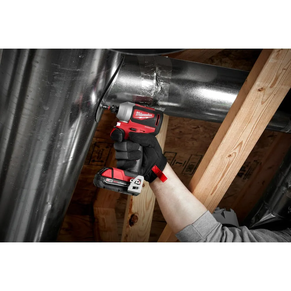 Milwaukee 2850-22CT M18 Compact Brushless 1/4" Hex Impact Driver Kit