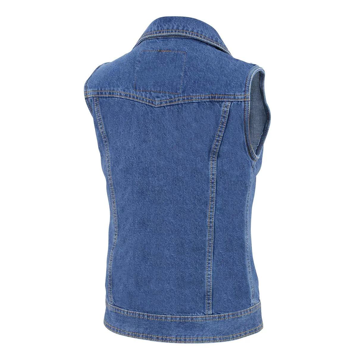 Milwaukee Leather MDL4030 Women's Blue Denim Zipper Front Motorcycle Vest with Studded Spikes