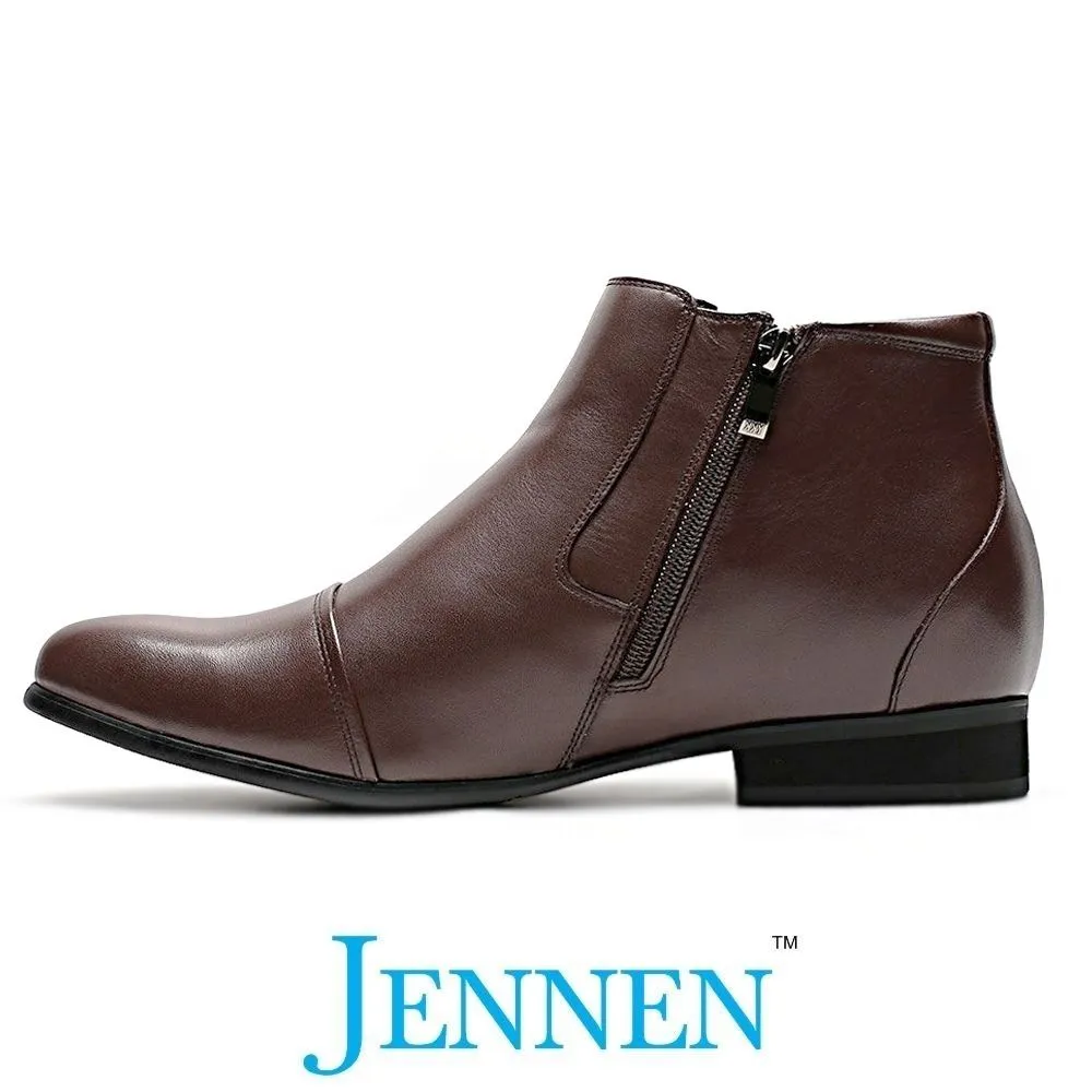 Mr. Ferras Brown 8cm | 3.2 inches Tall Hidden Heel Mens Boots