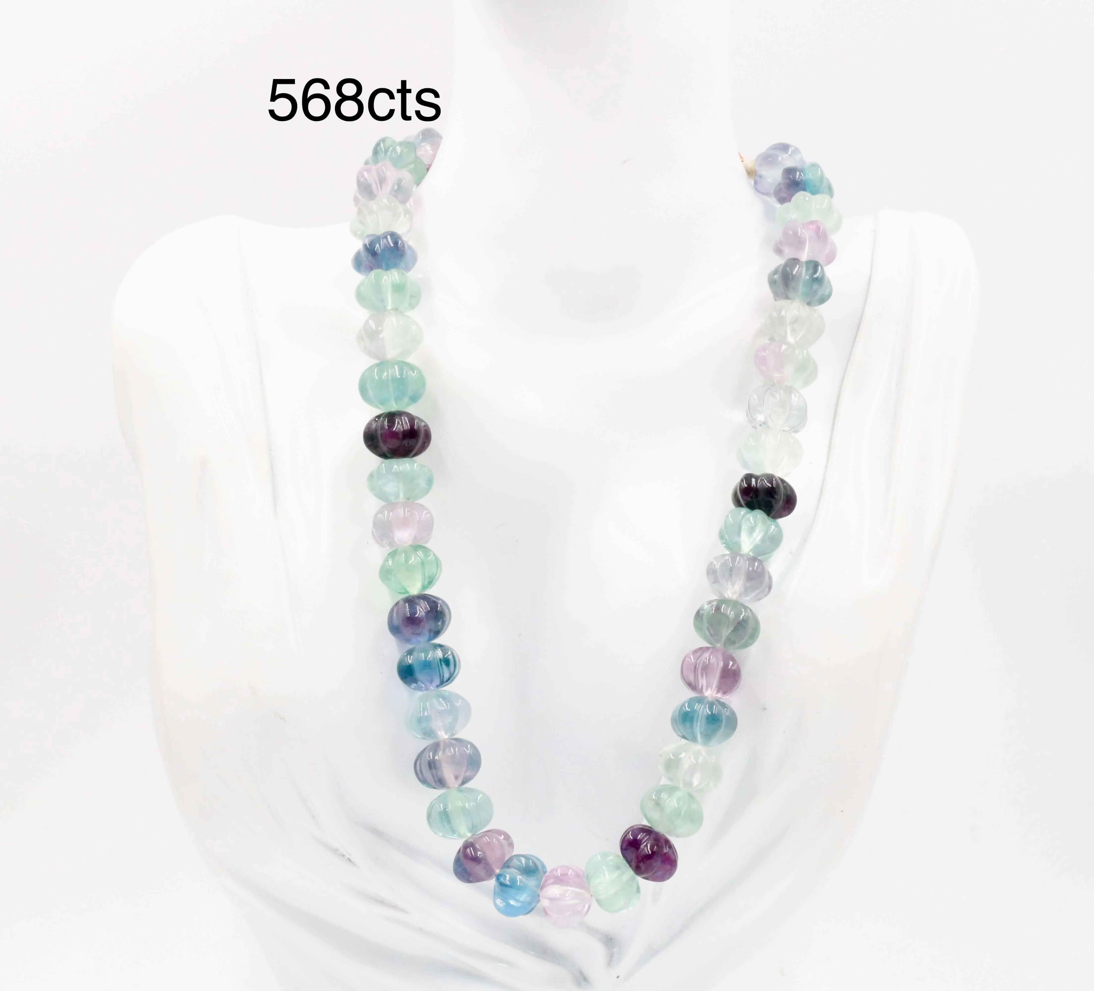 Multi Color Fluorite Beaded Necklace Multi Color Green and Purple Fluorite Gemstone Necklace Indian Necklace Sarafa Necklace SKU: 6143001