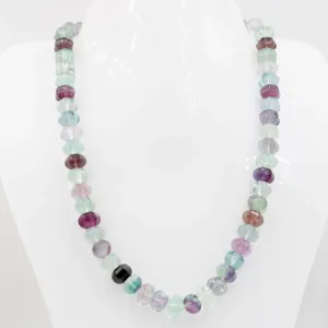 Multi Color Fluorite Necklace Beaded Necklace Fluorite Beads MultiColor Necklace Long Necklace Sarafa Necklace SKU: 6143094