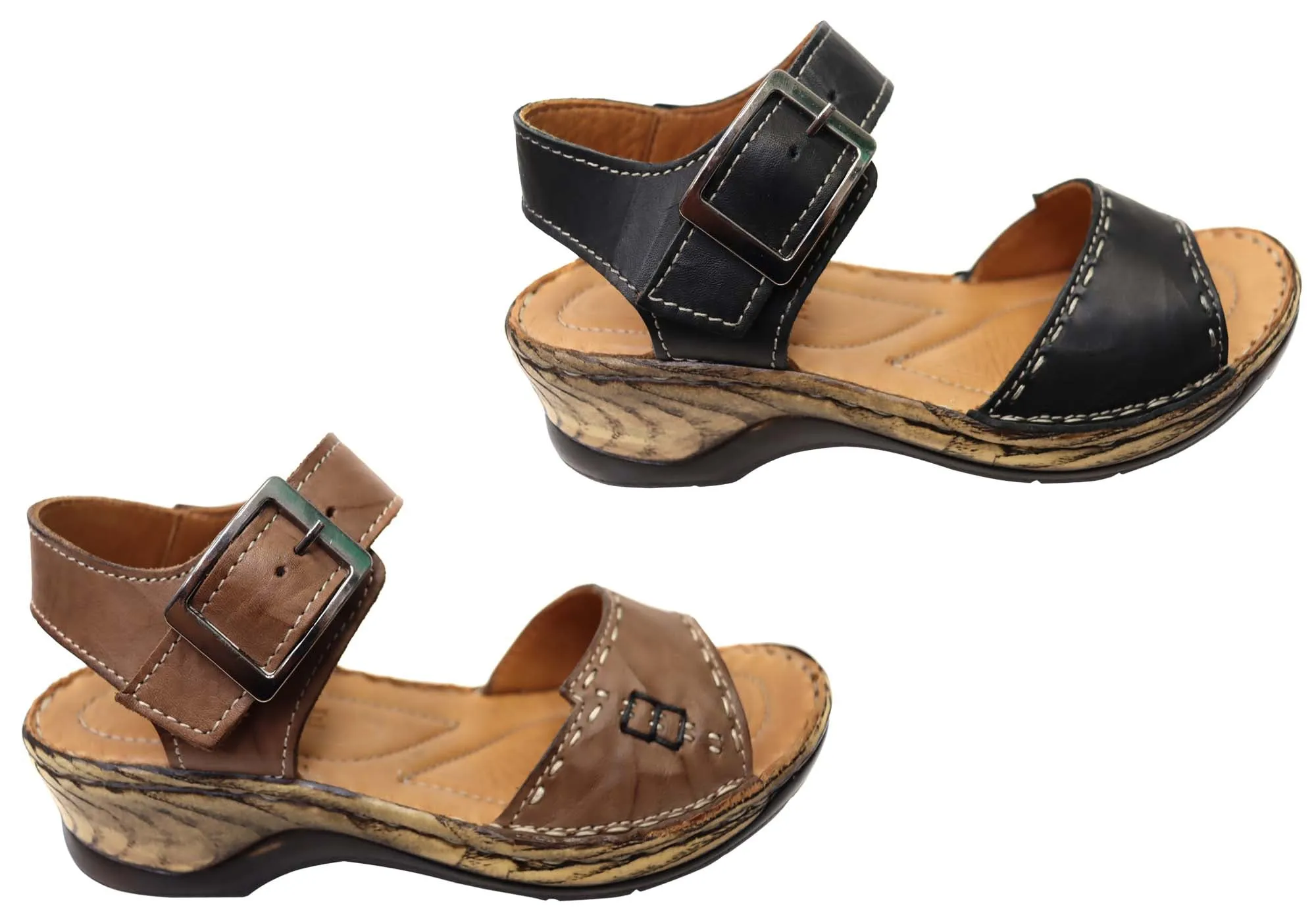 Orizonte Time Womens Comfortable European Leather Sandals