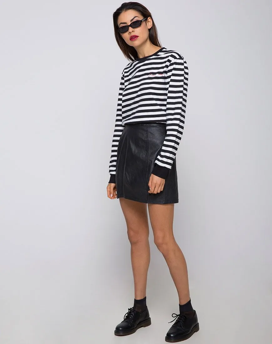 Oversize Longsleeve Tee in I Want Change BW Stripe