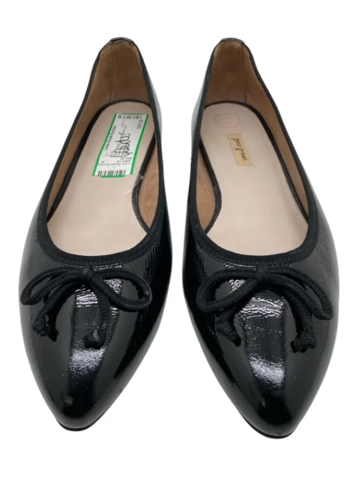 Paul Green Shoe Size 8 Black Patent Leather Pointed Bow Flats