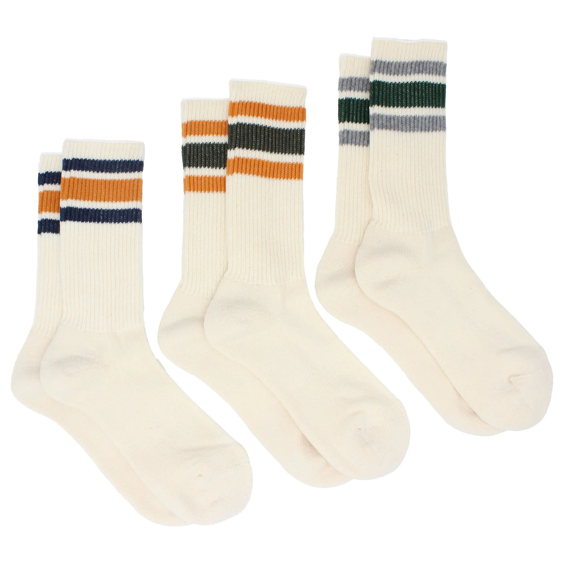 Pedemeia Organic Cotton Vintage Sport Socks - 3 Pack unisex