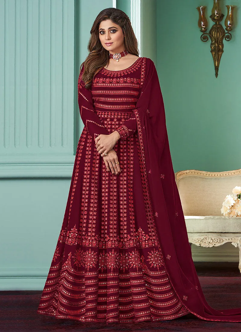 Red Badla Embroidered Bollywood Anarkali