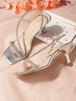 Silver PU Strappy Stiletto Sandals (TC-MSI-1903-SIL)