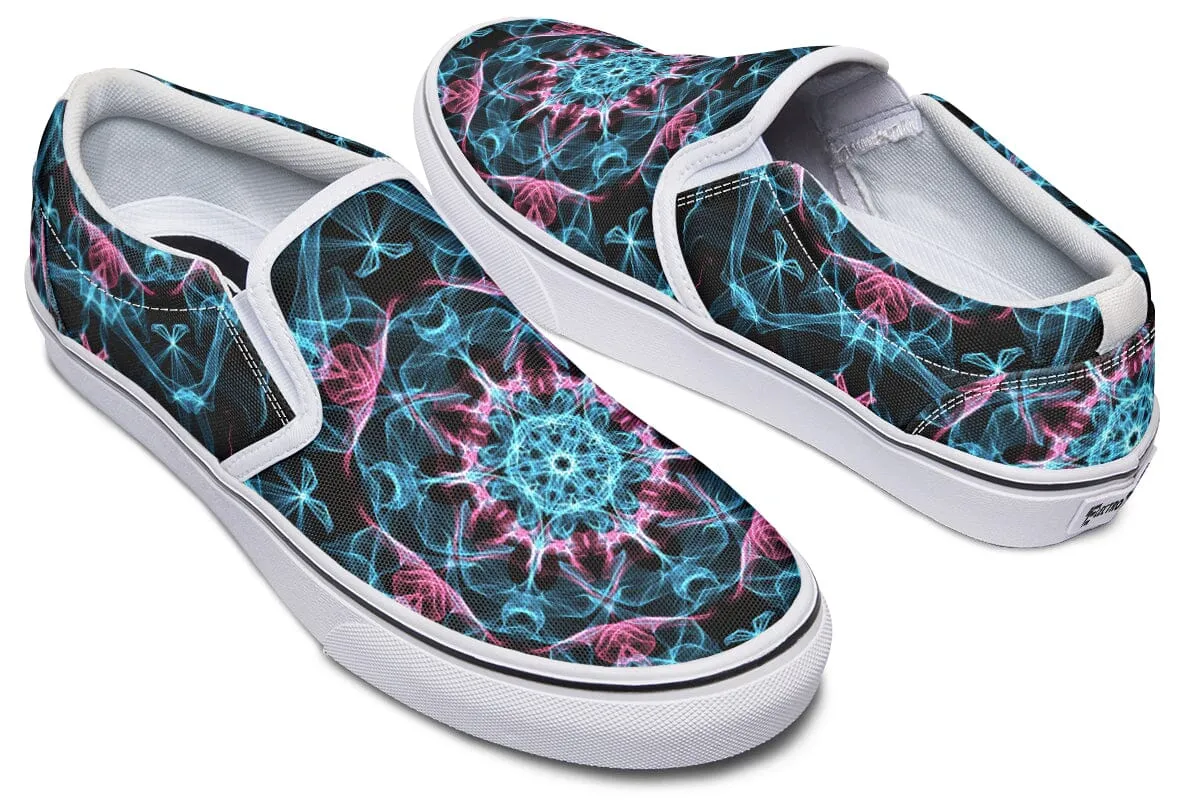 Smokey Blue Mandala Slip on Shoes