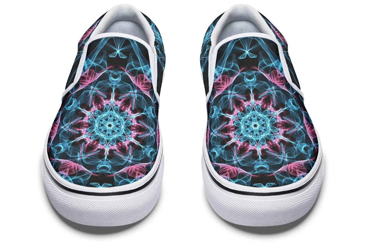 Smokey Blue Mandala Slip on Shoes