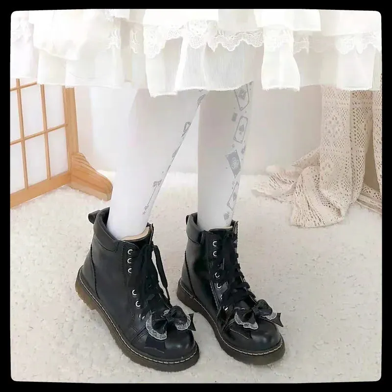 Sohiwoo Japanese lolita Martin boots plus velvet low heel 1-3cm college style retro soft sister snow boots student booties female cos