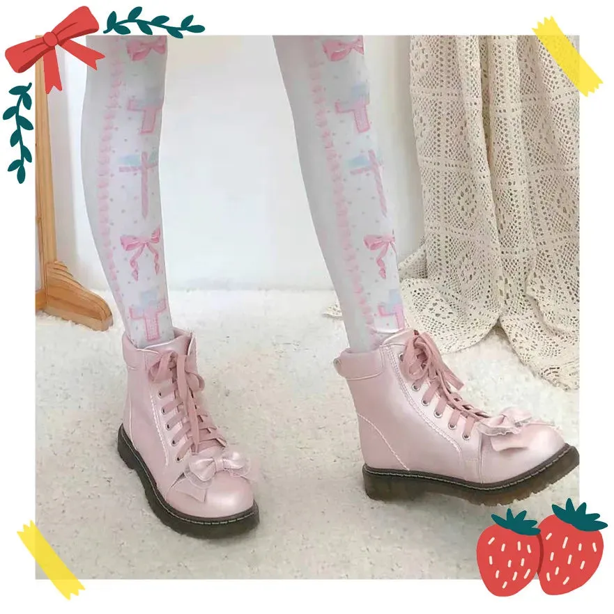 Sohiwoo Japanese lolita Martin boots plus velvet low heel 1-3cm college style retro soft sister snow boots student booties female cos