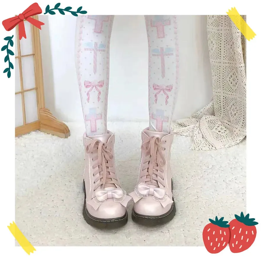 Sohiwoo Japanese lolita Martin boots plus velvet low heel 1-3cm college style retro soft sister snow boots student booties female cos