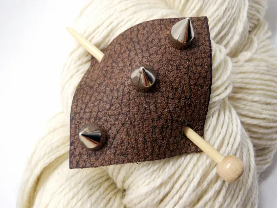 Studded Leather Shawl Pin ~ Brayhill