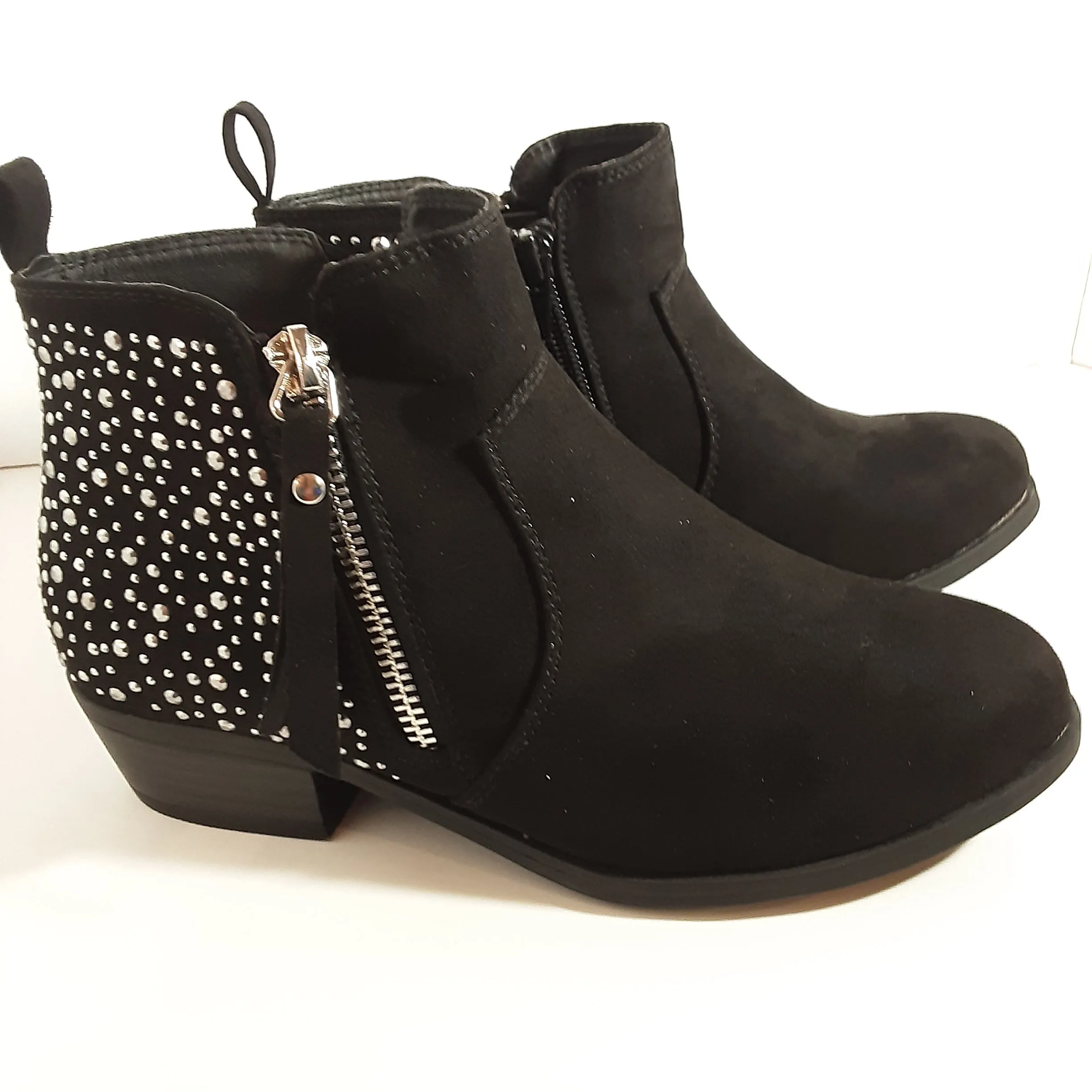 Suede Studded Rock Candy Side Zip Bootie - Black