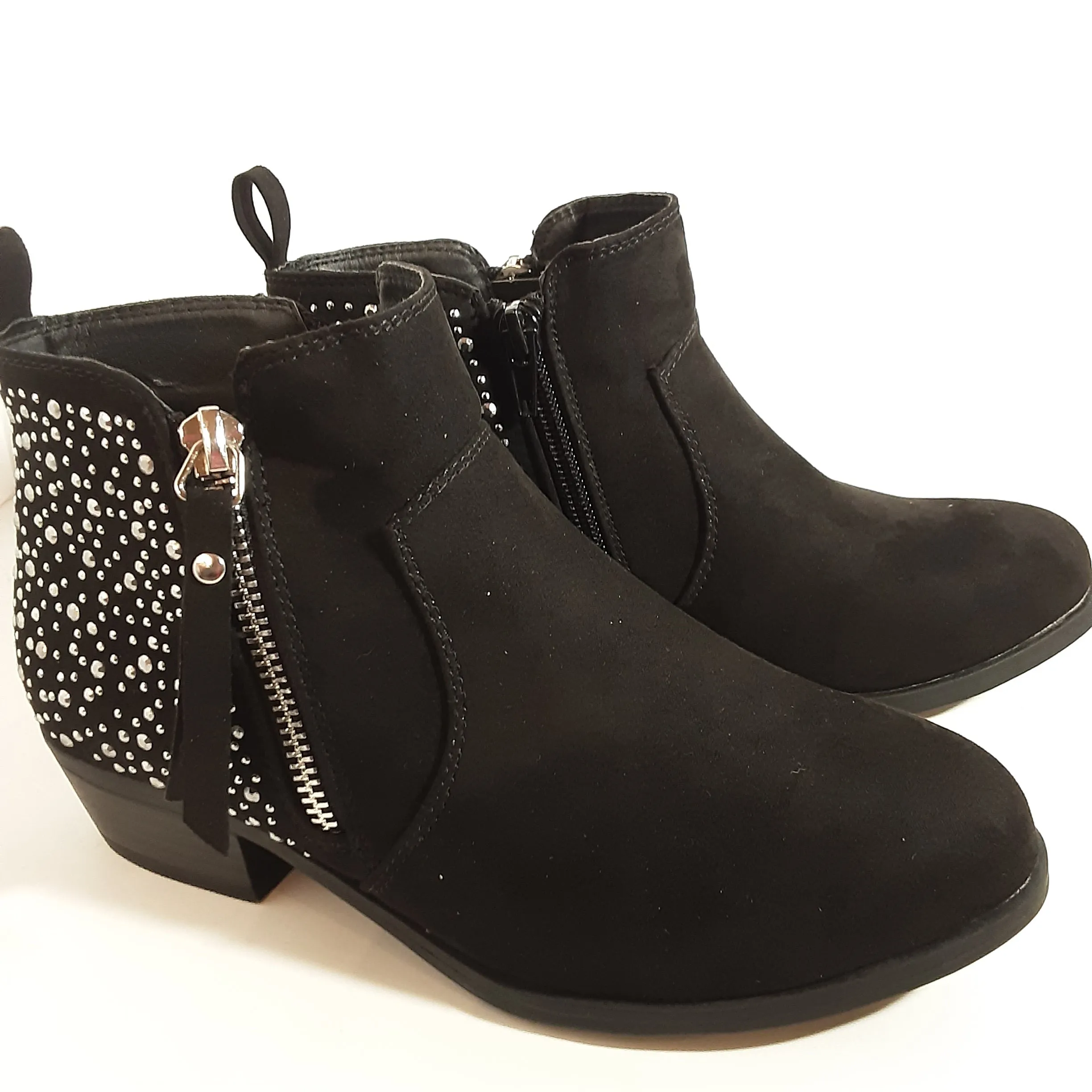 Suede Studded Rock Candy Side Zip Bootie - Black