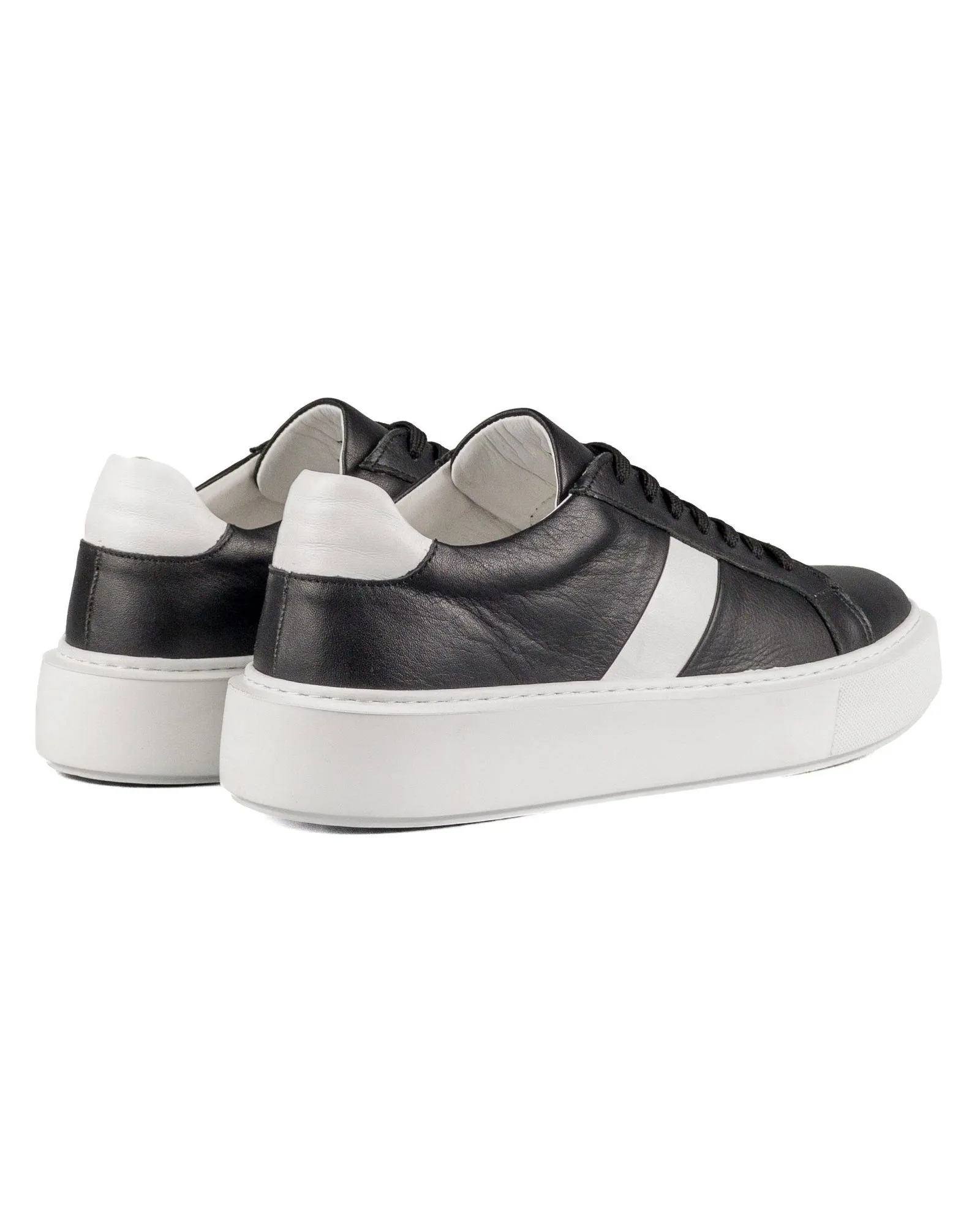 T-Fazer Black-White Genuine Leather White Sole Men's Sports Sneaker