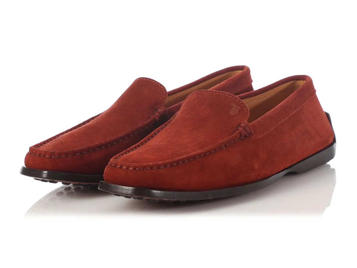 Tod's Rust Suede Loafers