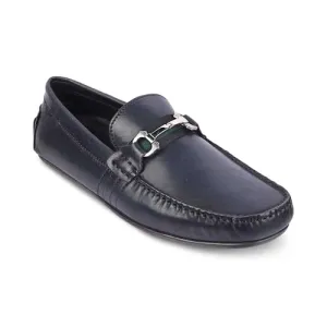 tresmode LEAVRE Men's Driving Loafers Leather Shoes Blue, 7 UK / 41 EU - Round Toe TPR Sole Casual Footwear Penny Soft - Light Weight, Comfortable and Long Life