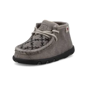 TWISTED X (ICA0038) INFANT CHUKKA DRIVING MOC-GREY & BLACK BARBED WIRE LACE-UP SHOES