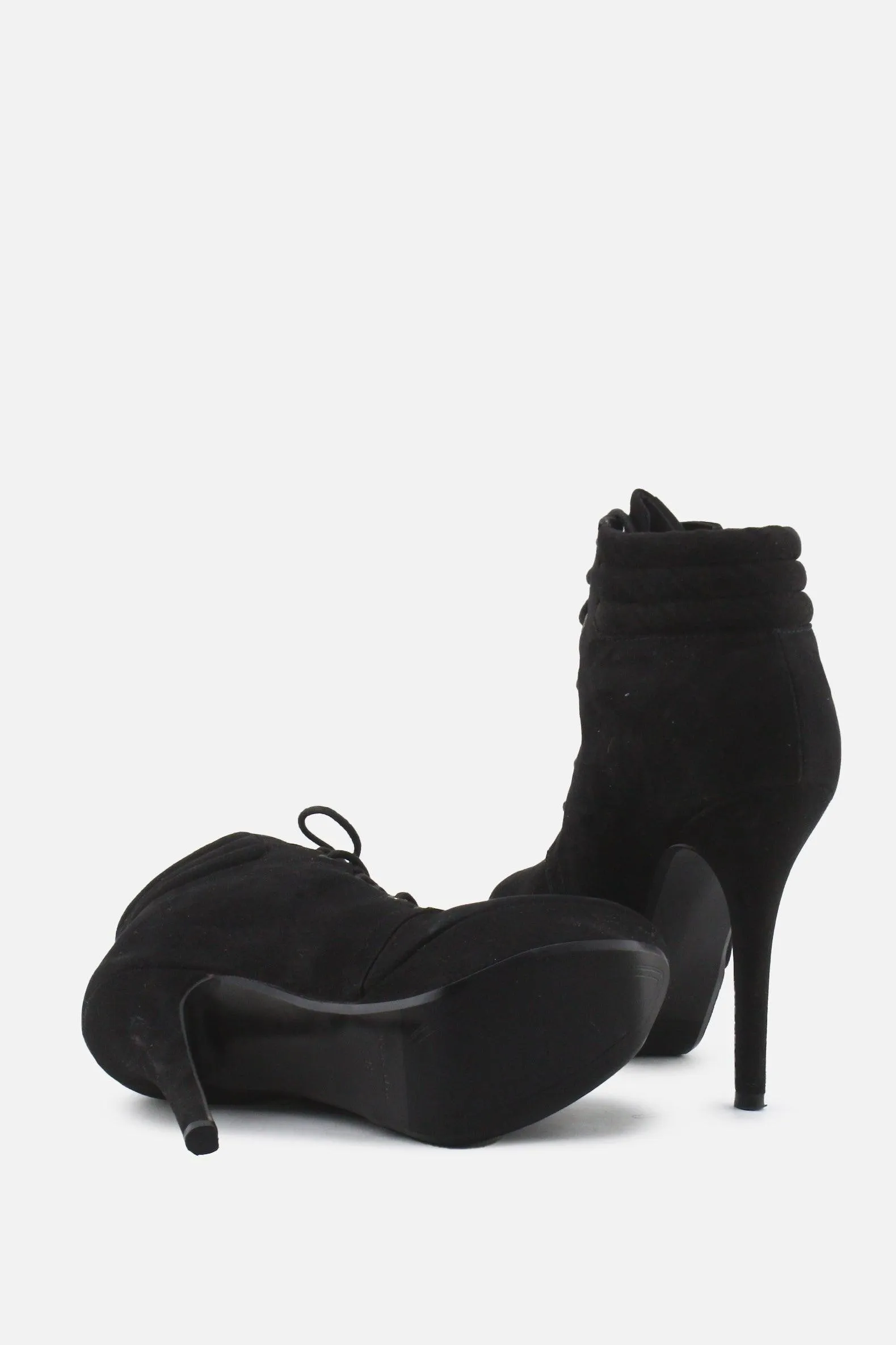 Zara Laces Stilettos Ankle Boots | Suede