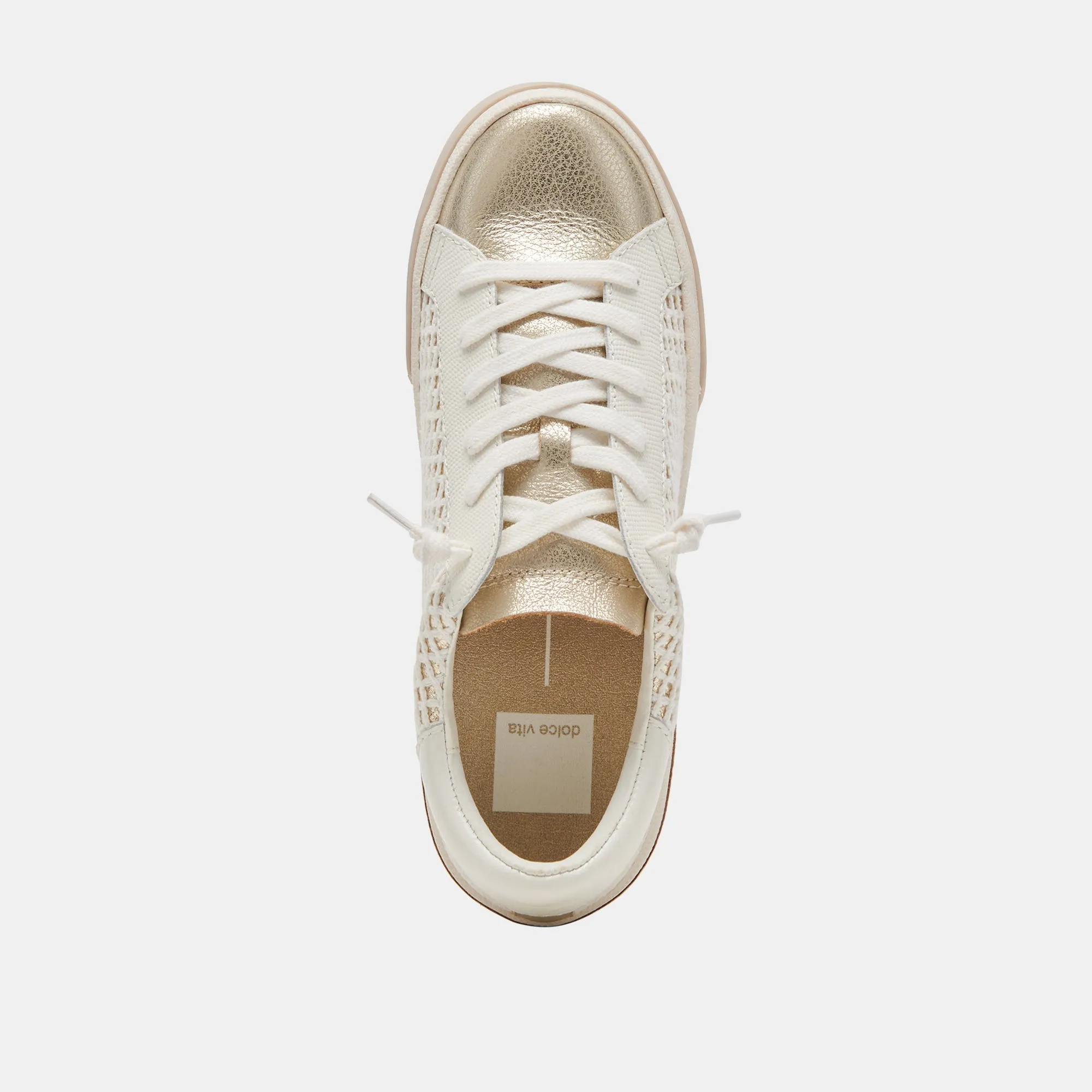 ZINA SNEAKERS BONE GOLD WOVEN - re:vita